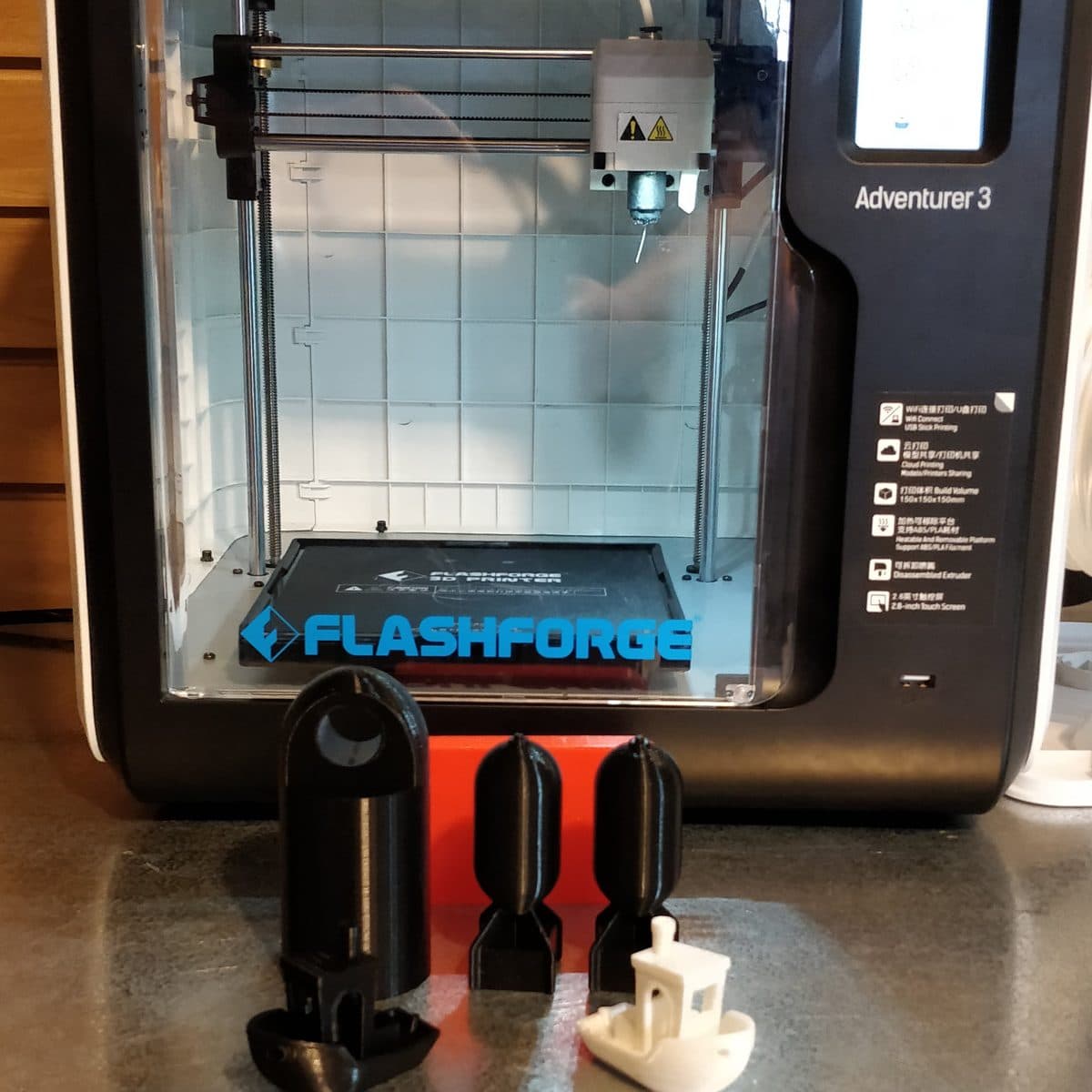 Flashforge Adventurer 3 with freshly printed parts